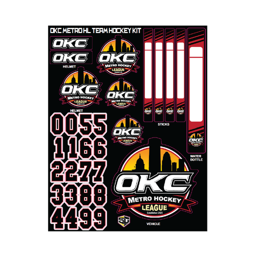 Sticker Sheet - Helmet, Sticks, Water Bottle, Vehicle - OKCM